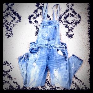 Forever 21 distressed overalls